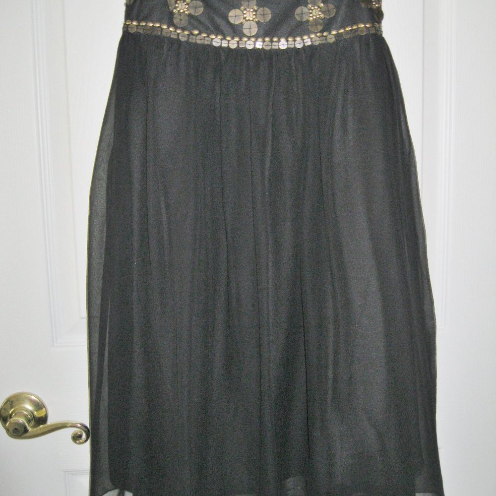 Willi Smith Skirt Brass detail all around wide waistband sheer layers Si…